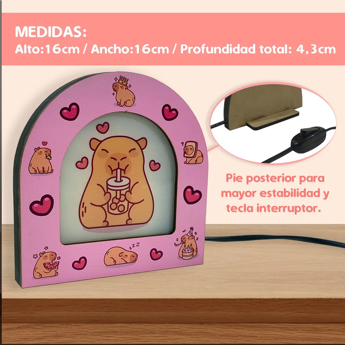 Velador Capibara Infantil Blanco - Imagen 4